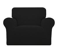 Easy-Going Funda elástica para sofá, 1 Pieza, Suave, con Parte Inferior elástica, para niños, Mascotas, Tela Jacquard de Elastano a Cuadros pequeños (Silla, Negro)