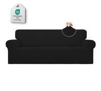 Easy-Going Funda elástica para sofá, 1 Pieza, Suave, con Parte Inferior elástica, para niños, Tela Jacquard de Elastano con Cuadros pequeños (Grande, Negro)