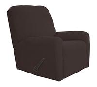 Easy-Going Funda elástica para sofá reclinable, 4 Piezas, Protector de Muebles, Suave, Parte Inferior elástica, Tela Jacquard de Elastano, Cuadros pequeños (reclinable, Chocolate), Grande