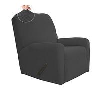 Easy-Going Funda elástica para sofá reclinable, 4 Piezas, Protector de Muebles, Suave, Parte Inferior elástica, Jacquard de Elastano (reclinable, Gris Oscuro)
