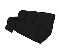 Easy-Going Funda elástica para sofá reclinable, 8 Piezas, Protector de Muebles, Suave, Parte Inferior elástica, para niños, Tela Jacquard de Elastano, Cuadros pequeños, Color Negro