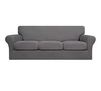 Easy-Going Funda elástica y Suave de 4 Piezas para sofá, Lavable, 3 Fundas para Cojines Separados, Protector elástico de Muebles para Mascotas y niños (sofá, Gris Claro, Grande)