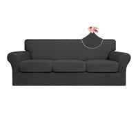 Easy-Going Funda elástica y Suave de 4 Piezas para sofá, Lavable, 3 Fundas para Cojines Separados, Protector elástico de Muebles para Mascotas y niños (sofá, Gris Oscuro)