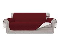 Easy-Going Funda Reversible de Gran tamaño para sofá de 3 Cojines, Funda Protectora de Muebles Resistente al Agua con Varillas de Espuma para Mascotas (sofá Extragrande, Rojo navideño/Marfil)