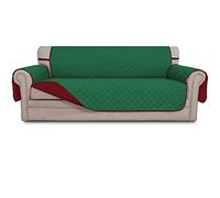 Easy-Going - Funda Reversible para sofá de 3 plazas, Protege contra Perros, Gatos y Otros Animales, Resistente al Agua, con Varillas de Espuma y Correas elásticas, Verde/Rojo navideño