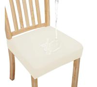 Easy-Going Juego de 4 Fundas de Asiento 100% Impermeables para sillas de Comedor, Fundas elásticas para Asientos de Silla, extraíbles y Lavables, Fundas para sillas de Comedor de Cocina, Color Marfil