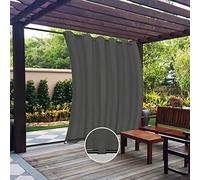 Easy-Going Outdoor Curtains Waterproof Windproof Weatherproof Curtain for Patio, Cabana, Porch, Pergola and Gazebo, Grommet Top and Tab Bottom Drape, 1panel, 110x84 Inch, Grey