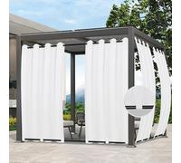 Easy-Going Outdoor Curtains Waterproof Windproof Weatherproof Curtain for Patio, Cabana, Porch, Pergola and Gazebo, Grommet Top and Tab Bottom Drape, 1panel, 54x120 Inch, White