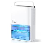 EasyAcc® Deshumidificador 2000ML, Deshumidificador de Humedad Eléctrico Silencioso (500-650 ml/D), 7 Colores LED, Apagado Automático, Portátil para Baño, Blanco Cremoso, Área Aplicable 10-15 m²