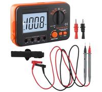EasyByMall Probador de aislamiento digital de 250 V/500 V/1000 V, medidor de continuidad de resistencia de voltaje con pantalla LCD, apagado automático, correa manos libres para pruebas eléctricas