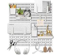 Easyhomie Kit de combinación de tablero de clavijas organizador de pared con 4 azulejos de 30 x 30 cm + 20 accesorios para almacenamiento de habitación, organización y decoración, combinación gratuita