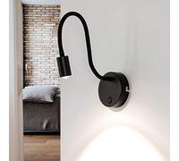Easylight Aplique de pared interior LED punto flexible metal negro 5W incluyendo luz de lectura ajustable lámpara de lectura lámpara de pared punto dormitorio