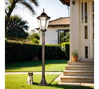 Easylight Farola de exterior de estilo rústico en color cobre negro A:112,5 cm IP44 E27 Lámpara de pie Poste de luz para jardín entrada terraza