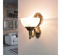 Easylight Lámpara de pared Art Nouveau HENRY de metal y vidrio en latón A:22,5 W:16 D:21 lámpara de pared interior clásica y elegante para salón dormitorio