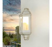 EASYLIGHT Lámpara exterior pared oro blanco antiguo, lámpara barco, aplique marítimo, D:9,5 cm, resistente a la intemperie, IP44, E27, balcón, terraza, rústico, aplique exterior