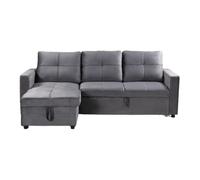 EASYMOBEL Sofá Cama Chaise Longue PAU, 215x135cm - Diseño Moderno, Almacenamiento - Color Gris Terciopelo