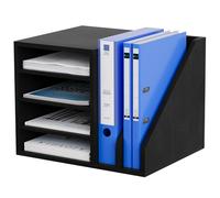 EasyPAG 6 Compartimentos Madera A4 Bandeja Archivo Organizador Escritorio Soporte Documentos Clasificador Oficina Almacenamiento Papeles Estante Folios,Negro