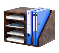 EasyPAG 6 Compartimentos Madera A4 Bandeja Archivo Organizador Escritorio Soporte Documentos Clasificador Oficina Almacenamiento Papeles Estante Folios,Marrón