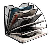 EasyPAG 6 Compartimentos Metal Malla A4 Bandeja Archivo Organizador Papeles Almacenamiento Escritorio Soporte Documentos Clasificador Carta Estante Folios,Negro