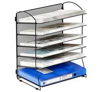 EasyPAG 6 Niveles Metal Malla A4 Bandeja Archivo Clasificador Escritorio Organizador Revistero Almacenamiento Papeles Soporte Archivador Estante Documentos,Negro