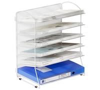 EasyPAG 6 Niveles Metal Malla A4 Bandeja Archivo Clasificador Escritorio Organizador Revistero Almacenamiento Papeles Soporte Archivador Estante Documentos,Blanco