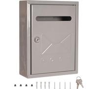 Easyspeed Buzón de pared de metal 20x7.5x26cm, buzón de cartas, buzón de quejas para apartamentos, gran capacidad, fácil instalación, oficina, hogar Gray