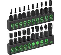 EasySpeed Juego 20 Puntas Destornillador Imantadas Cabeza Hexagonal Magnéticas Torx Phillips Estrella Plana 1/4 " Acero S2