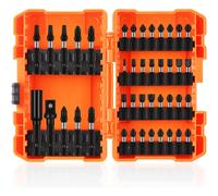 EasySpeed Juego 43 Puntas de Destornillador, Estuche Profesional, Acero S2, Phillips, Plano, Torx, Pozidrive, Adaptador Portapuntas, Vástago Hexágono de Impacto para Taladros