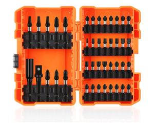 EasySpeed Juego 43 Puntas de Destornillador, Estuche Profesional, Acero S2, Phillips, Plano, Torx, Pozidrive, Adaptador Portapuntas, Vástago Hexágono de Impacto para Taladros