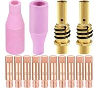 EATBALE 15AK Antorcha de soldadura de cerámica Boquillas Kit para MB15 15AK MAG MIG soldador pistola Accesorios, M6 punta de contacto 0.8mm/0.030", Difusor de la punta de soporte, boquilla de gas