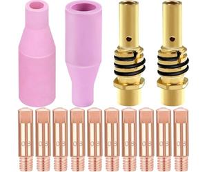 EATBALE 15AK Antorcha de soldadura de cerámica Boquillas Kit para MB15 15AK MAG MIG soldador pistola Accesorios, M6 punta de contacto 0.8mm/0.030", Difusor de la punta de soporte, boquilla de gas