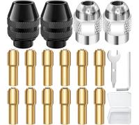EATBALE Portabrocas Accesorios para Dremel 7700 3000 4000 8200, Tuerca de metal M8, 4486 Multi Mandril, Pinzas de latón (0.8-3.2mm), Portabrocas de cambio rápido sin llave Juego de repuesto (16 pzs)