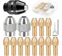 EATBALE Portabrocas sin llave Pinza de taladro Tuerca para Dremel 3000 4000 7700 8200 Pinza de latón 4485 Portabrocas 4486 (0,5-3,2 mm) Repuestos para herramienta rotativa de vástago Kit de accesorios