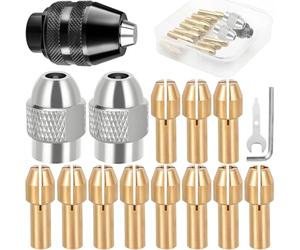 EATBALE Portabrocas sin llave Pinza de taladro Tuerca para Dremel 3000 4000 7700 8200 Pinza de latón 4485 Portabrocas 4486 (0,5-3,2 mm) Repuestos para herramienta rotativa de vástago Kit de accesorios