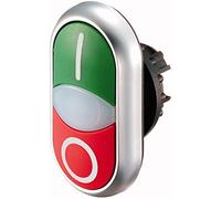 EATON M22-DDL-GR-X1/X0 Pulsador Doble con Retorno y Lámpara de Señalización, IP66 Protección, Verde(I)/Rojo(0), 5.5cm x 3.0cm x 3.0cm, Caja de 5