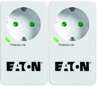 Eaton Multi Enchufe/Pararrayos - Eaton Protection Box 1 Tel@ DIN - PB1TD - 1 Schuko + 1 conexión telefónica - Negro y Blanco (Paquete de 2)