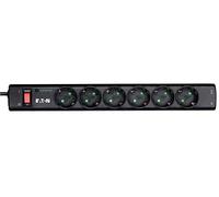 Eaton Protection Strip - Regleta con protección 6× Schuko + Tel@ - PS6TD - 10A, RJ11, 1 m cavo, LED, interruttore - Negro (B07WDQ4VH3)