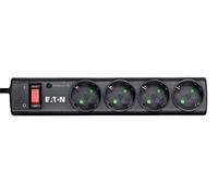 Eaton Protection Strip - Regleta con protección contra sobretensiones 4× Schuko (DIN), 10A, Cable 1 m, Interruptor, LED, IP20 - PS4D - Negro (B07WHYCJ4T)