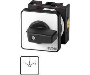 Eaton T0-3-8401/E Interruptor Inversor, Contactos 5, 20 A, Placa Indicadora 1-0-2, 45°, Montaje Empotrado, 4.8 cm x 4.8 cm x 9.5 cm