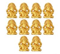 Eawfgtuw 10 estatuas del Señor Ganesha, pequeña estatua de elefante hindú dorado de Dios, adornos de Buda indio para decoración del hogar, oficina, coche