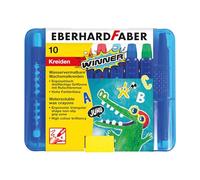 Eberhard Faber 521110 - Crayón de cera Winner, coloreable al agua, 10 crayones de cera en práctica caja de plástico