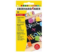 Eberhard Faber 526012 - Tizas de pizarra Colori, 12 tizas en colores básicos y neón
