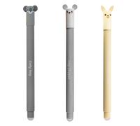 EBERHARD FABER 599019 - Roller borrable, 3 Animal Erase it Lama, Koala, Ratón, bolígrafo de gel azul 0,7 mm