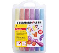 EBERHARD FABER 551214 - Juego de rotuladores purpurina, 6 lápices de colores gruesos en estuche de plástico, ancho de trazo 2 mm