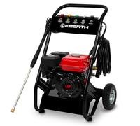 EBERTH 6,5 CV Hidrolimpiadora de Alta presión a Gasolina (210 Bar, 5 Boquillas, 8m Manguera, Pistola de Alta presión, Motor de 4 Tiempos y 196 CC, Arranque rectractil, Seguridad por Falta de Aceite)