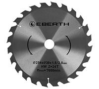 EBERTH Hoja de sierra circular disco de corte de madera de acero con para cortes en madera (254 mm de diámetro, 30 mm de perforación, 1,8 mm de grosor de hoja, 2,8 mm de anchura de corte, 24 dientes)