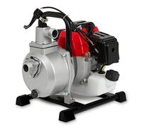 EBERTH Motobomba de agua a gasolina, motor de 2T y 2CV, caudal de 12.000l/h, conexión de 1 pulgada, altura de aspiración de 7m y de impulsión de 17,5m, arranque por cable y con base metálica
