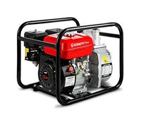 EBERTH Motobomba de agua a gasolina, motor de 4T y 5,5CV, caudal de 30.000l/h, conexión de 2 pulgadas, altura de aspiración de 7m y de impulsión de 30m, arranque por cable y con marco metálica