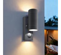 EBION Aplique Pared Exterior con Sensor de Movimiento,Antracita,1 Pieza | IP65 Lámpara de Pared Exterior Arriba/Abajo,Apliques Exterior de Aluminio para Jardín Entrada,GU10,Bombillas No Incluidas