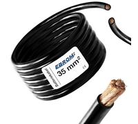 EBROM Cable de batería, cable de masa ¡exacto al metro! NEGRO (-) H07V-K 2,5/4 / 6/10 / 16/25 / 35/50 o 70 mm² Cable de batería 99,9% cobre OFC - Longitud/sección: 1 metro 35 mm2 negro